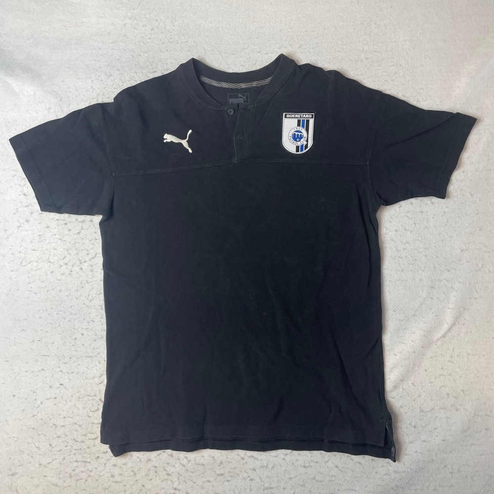 Puma Queretaro FC Henley Shirt Mens Large Black Soccer Futbol Club Liga‎ MX